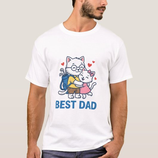 Beste Vader Golf Kat Knuffel Cute Vector Design_1 T-shirt (Voorkant)