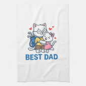 Beste Vader Golf Kat Knuffel Cute Vector Design_1 Theedoek (Verticaal)
