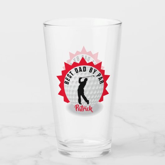 Beste vader Golfer Pun, gepersonaliseerd Glas (Achterkant)