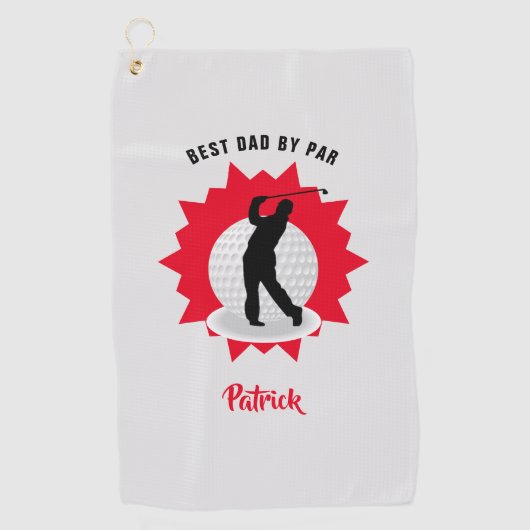 Beste vader Golfer Pun, gepersonaliseerd Golfhanddoek (Voorkant)