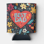 Beste vader hart en bloemen blikjeskoeler (Voorkant)