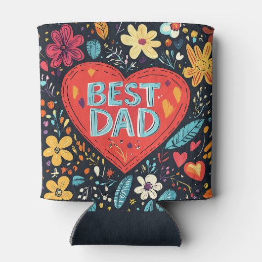 Beste vader hart en bloemen blikjeskoeler (Achterkant)