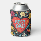 Beste vader hart en bloemen blikjeskoeler (Blikje Achterkant)