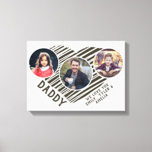 Beste vader Hart Vader Dag 3 Foto Collage Canvas Afdruk