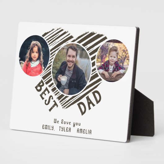 Beste vader Hart Vader Dag 3 Foto Collage Fotoplaat (Zijkant)