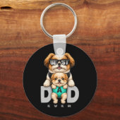 Beste Vader Hond Grappig Vaderdag Cadeau Mooie Pup Sleutelhanger (Voorkant)