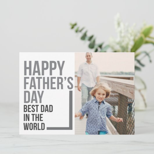 Beste vader in de Vaderdag van de wereld | Fotokaa Kaart (Staand voorkant)