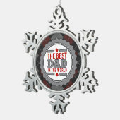 Beste vader in de wereld, gepatterd tin sneeuwvlok ornament (Rechts)