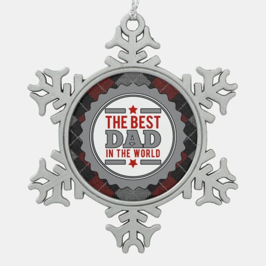 Beste vader in de wereld, gepatterd tin sneeuwvlok ornament (Voorkant)