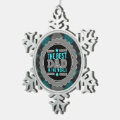 Beste vader in de wereld, gepatterd tin sneeuwvlok ornament (Rechts)