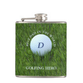 Beste vader in de wereld Golfing Hero Green Golfer Heupfles (Voorkant)
