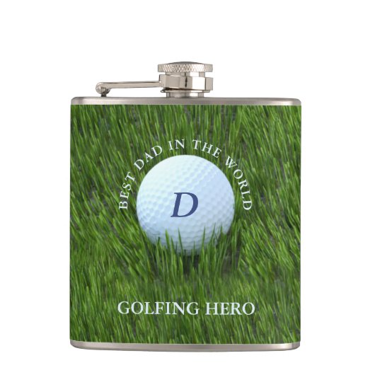 Beste vader in de wereld Golfing Hero Green Golfer Heupfles (Voorkant)