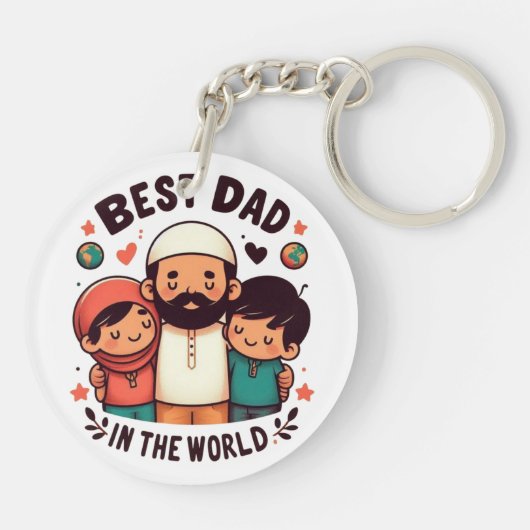 Beste vader in de wereld - Liefdevolle moslim vade Sleutelhanger (Achterkant)