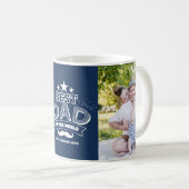 Beste vader in de wereld Twee Foto Blauw Vaderdag Koffiemok (Voorkant rechts)