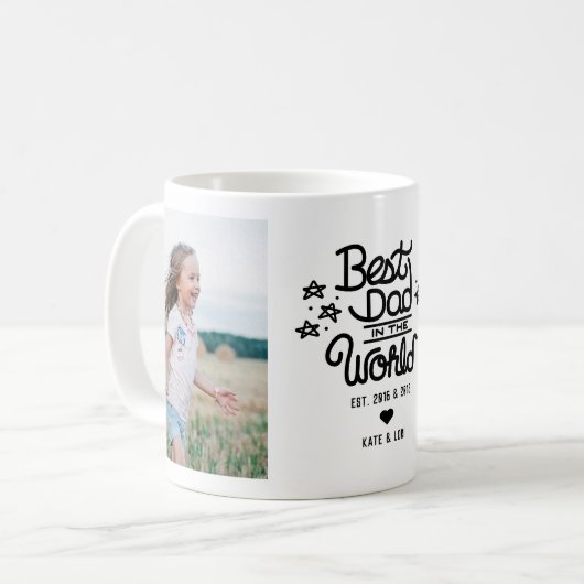 Beste vader in de wereld twee foto koffiemok (Voorkant links)