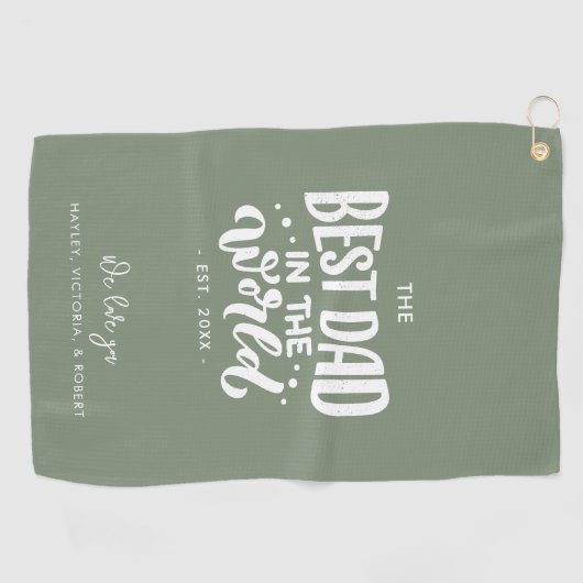 Beste vader in de Wereld Vaders Dag gepersonalisee Golfhanddoek (Horizontaal)