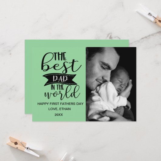 Beste vader in de wereld - vaders fotokaart kaart (Voorkant / Achterkant in situ)