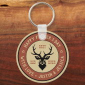  beste vader jaagend op Logo Vaderdag Sleutelhanger (Voorkant)