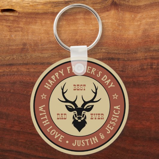  beste vader jaagend op Logo Vaderdag Sleutelhanger (Voorkant)