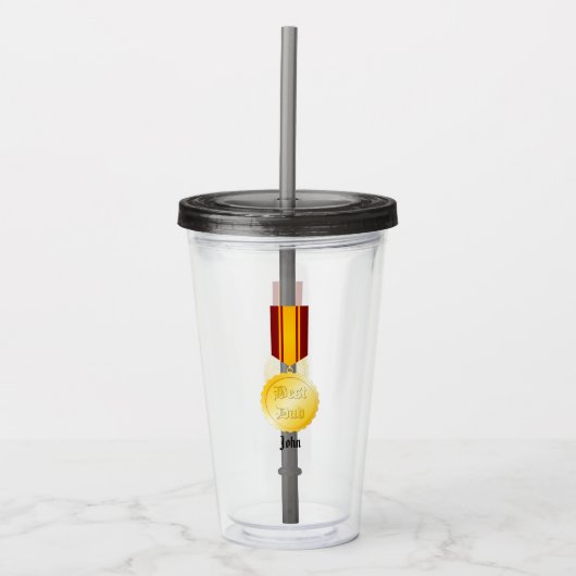 Beste Vader Medaille Broche Vaderdag Acryl Drinkbeker (Voorkant)
