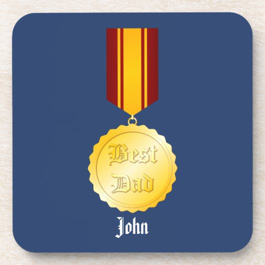 Beste Vader Medaille Broche Vaderdag Bier Onderzetter (Voorkant)