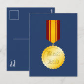 Beste Vader Medaille Broche Vaderdag Briefkaart (Voorkant / Achterkant)