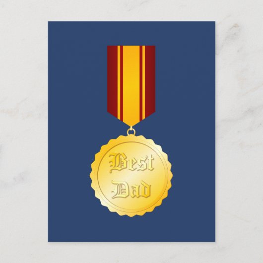 Beste Vader Medaille Broche Vaderdag Briefkaart (Voorkant)