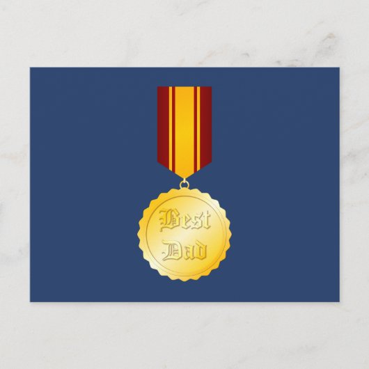 Beste Vader Medaille Broche Vaderdag Briefkaart (Voorkant)