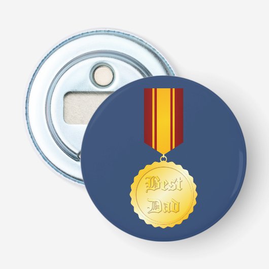 Beste Vader Medaille Broche Vaderdag Button Flesopener (Voorkant)