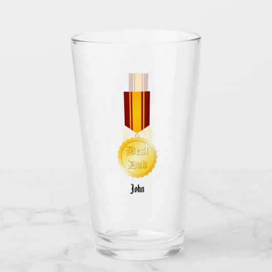 Beste Vader Medaille Broche Vaderdag Glas (Voorkant)