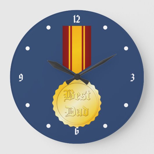 Beste Vader Medaille Broche Vaderdag Grote Klok (Voorkant)