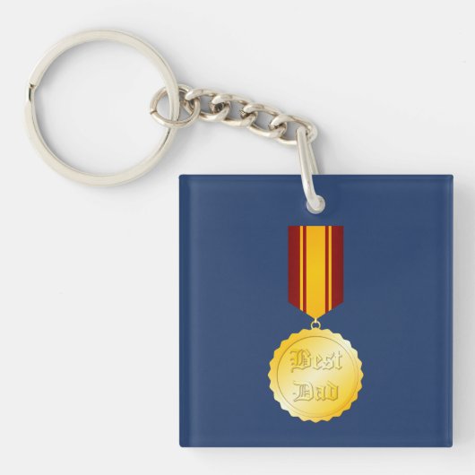Beste Vader Medaille Broche Vaderdag Sleutelhanger (Voorkant)