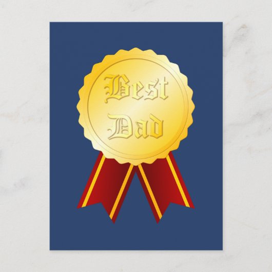 Beste Vader Medaille Lint Vaderdag Briefkaart (Voorkant)