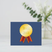 Beste Vader Medaille Lint Vaderdag Briefkaart (Staand voorkant)