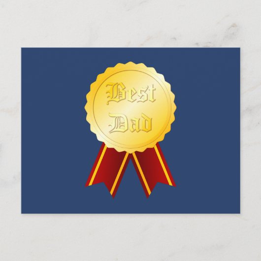 Beste Vader Medaille Lint Vaderdag Briefkaart (Voorkant)