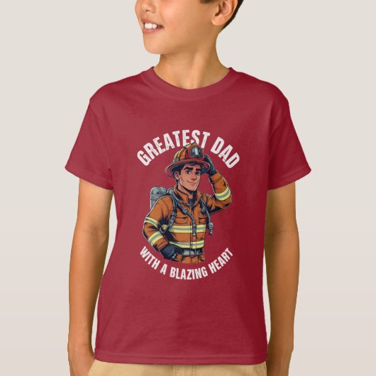 Beste vader met een brandende hart brandweerman he t-shirt (Voorkant)