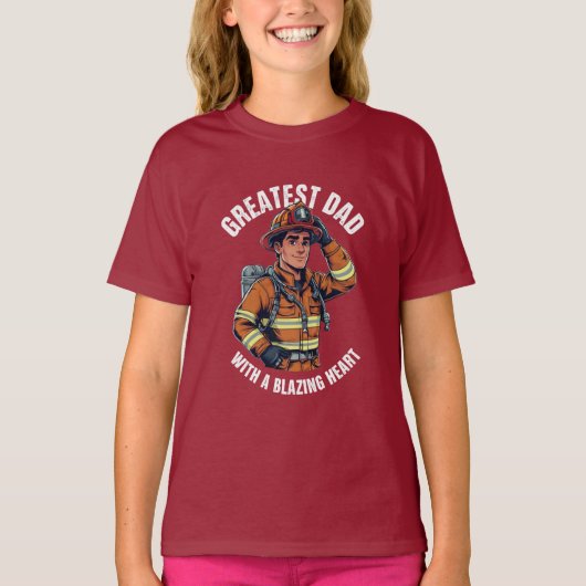Beste vader met een brandende hart brandweerman he t-shirt (Voorkant)