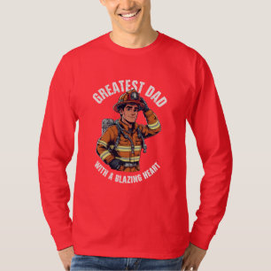 Beste vader met een brandende hart brandweerman he t-shirt