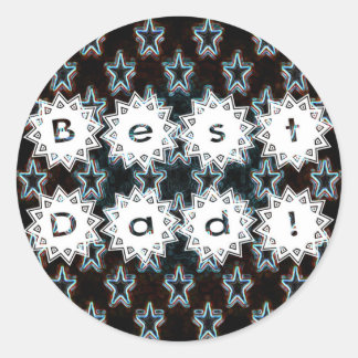 Beste vader met Neon Stars Ronde Sticker