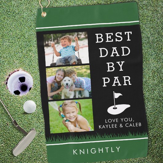 BESTE VADER MET PAR 3 Fotocollage Persoonlijk Golfhanddoek