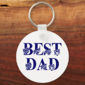 Beste vader met Vlaggenblauwe tekst Sleutelhanger (Voorkant)