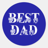Beste vader met zwarte witte tekst ronde sticker (Voorkant)