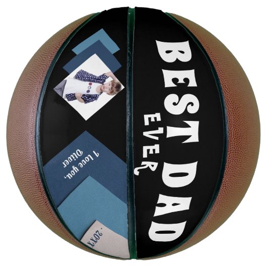 Beste vader Modern Geometrical Foto vader Dag Ba Basketbal (Verticaal)