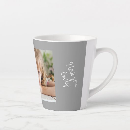 Beste vader Modern Gray Foto Vader Dag Latte Mok (Rechts)