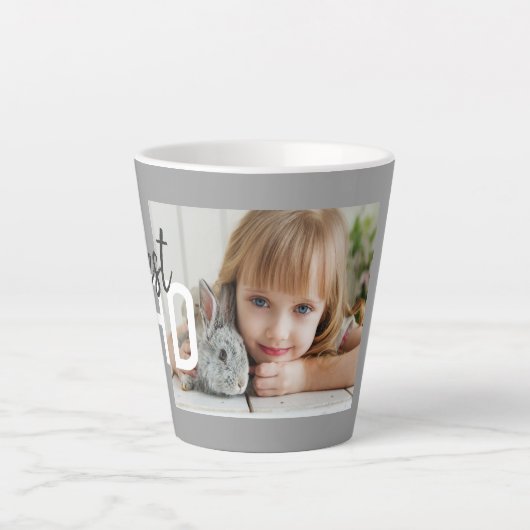 Beste vader Modern Gray Foto Vader Dag Latte Mok (Voorkant)