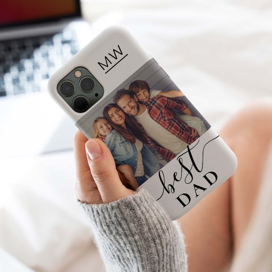 Beste Vader Monogram Modern Schrift Foto Wit Case-Mate iPhone Case