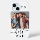 Beste Vader Monogram Modern Schrift Foto Wit Case-Mate iPhone Case (Achterkant)