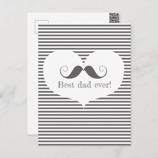 Beste vader! Mustache en grijze strips - Vaderdag Briefkaart (Voorkant / Achterkant)