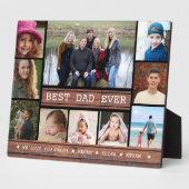 Beste vader ooit 10 familie Foto Collage Rustic Wo Fotoplaat (Zijkant)
