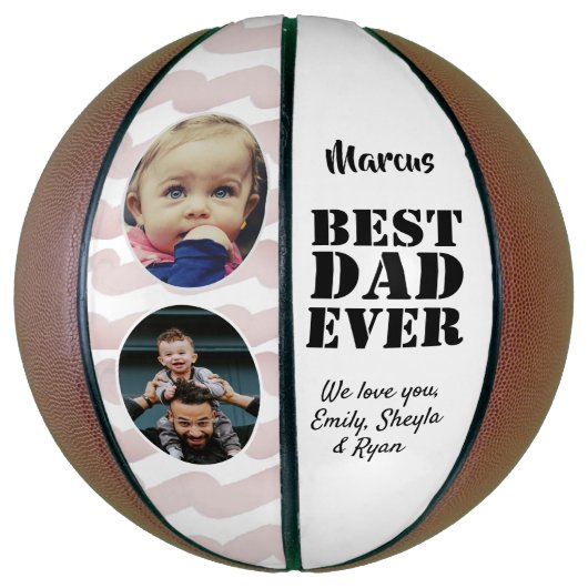 Beste vader ooit 2 Foto Collage Vader Dag Basketbal (Verticaal)